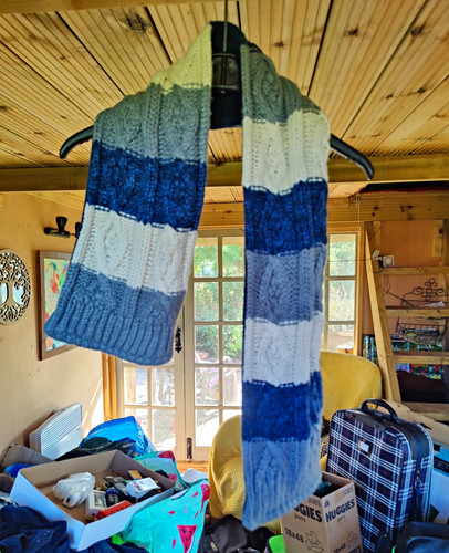 Blue grey white striped knit - blue/grey/white,