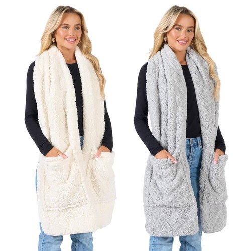 Braided fleece scarf - fleece, long